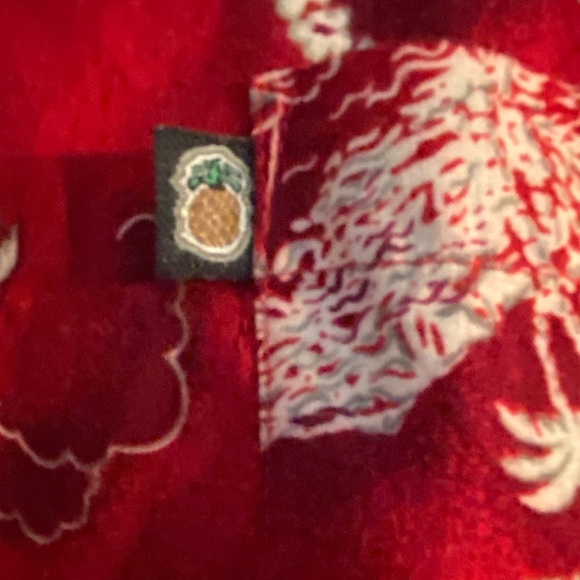 Pineapple Connection Hawaiian Aloha Rayon Pocket Shirt Red Men's L - Palms - Picture 2 of 6